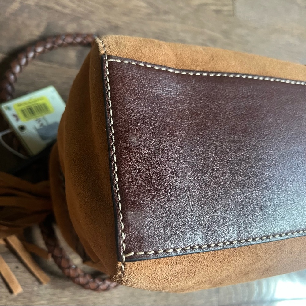 ‼️ SOLD ‼️Fossil Brown Suede Leather Shoulder Handbag - Picture 6 of 9